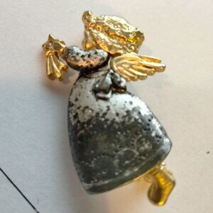 Danecraft Angel Pin Brooch Rhinestone Shooting Star Sterling Silver Signed Vtg